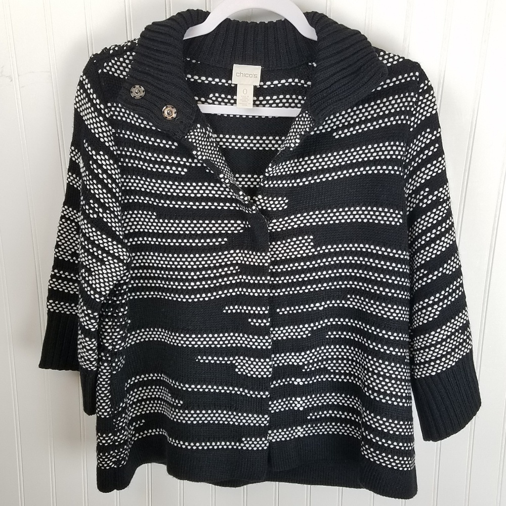 Chico's Knit Sweater Button Shrug Cape Bolero